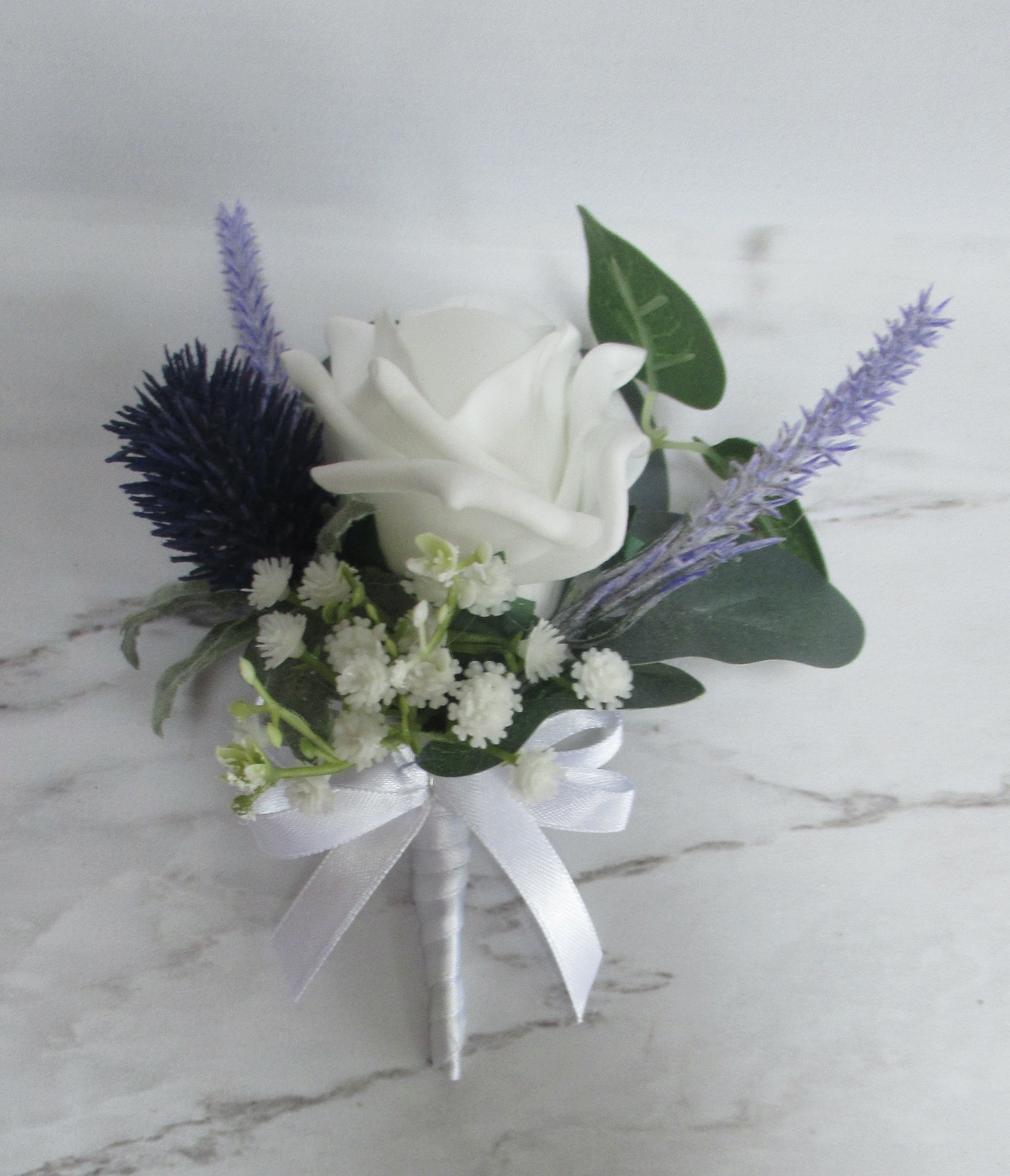 Corsage for weddings rose & thistle with lavender